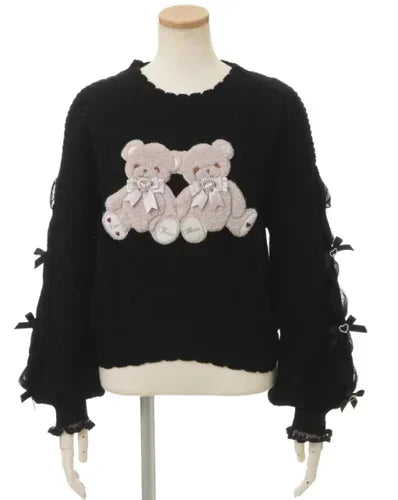 Cartoon Bear Knit Pullover Sweater