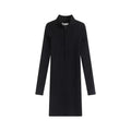 Solid Zipper Deep V-Neck Dress