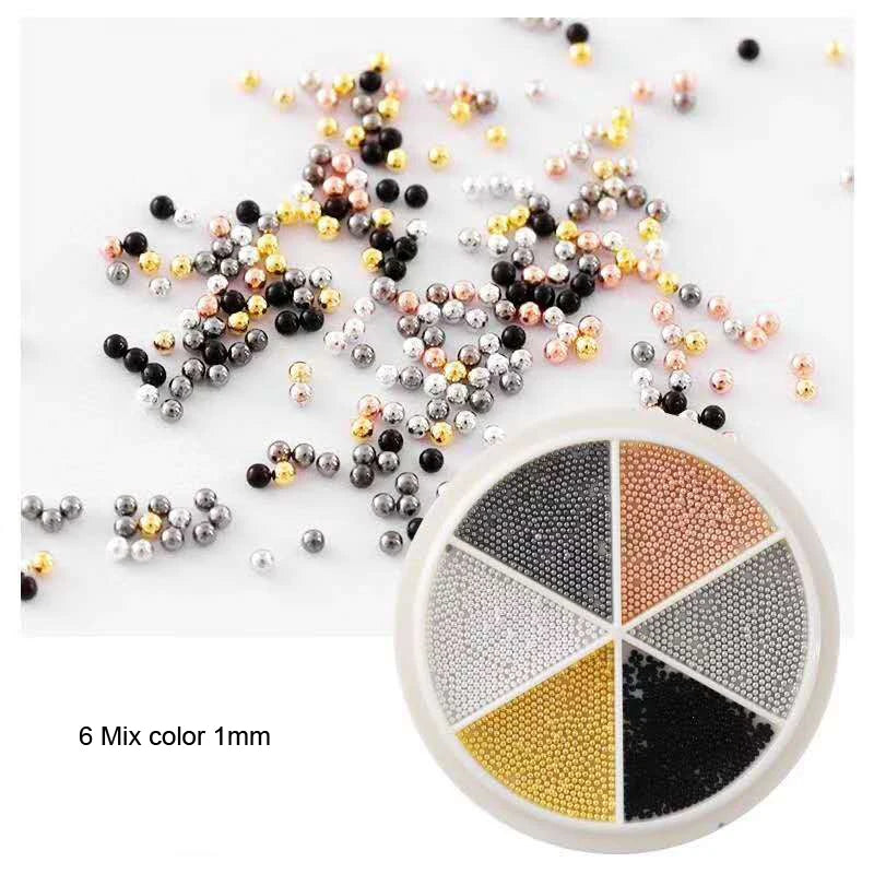 Gold/Silver Stainless Steel Nail Art Beads 3D Mini Alloy Caviar Ball Nail Charm Metal Micro Caviars DIY Nails Jewelry Accessorie