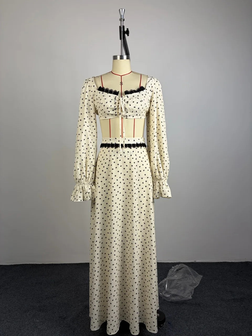 Fansumgo Cover-up Crop Tops And Maxi Skirt Set