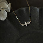 925 Sterling Silver Romantic Flower Clavicle Charm Chain Necklace