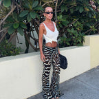 Zebra Print Spaghetti Strap Maxi Top Pants Jumpsuit