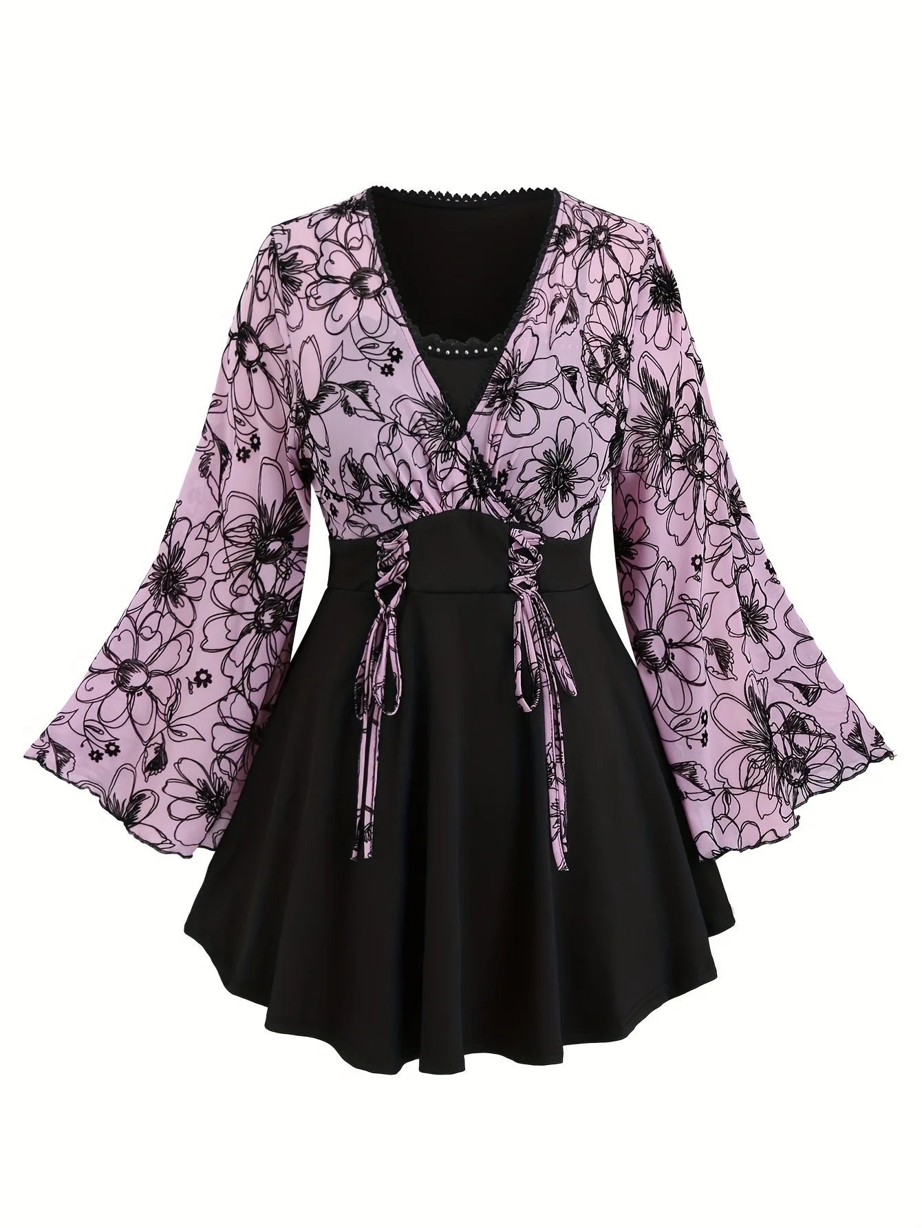Flower Mesh Lace Stitching Top
