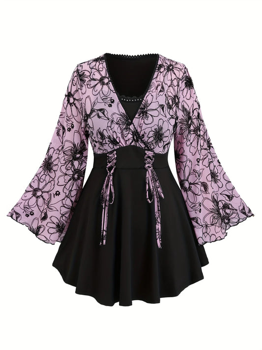 Flower Mesh Lace Stitching Top