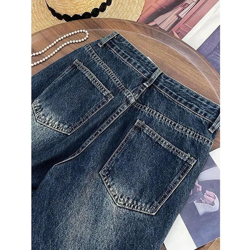 Leopard Print Patchwork Wide Leg Jeans