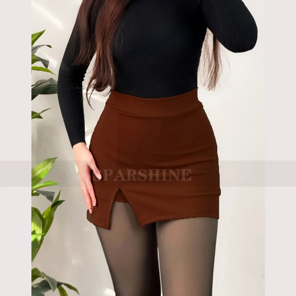A-Line High Waist Split Mini Skirt
