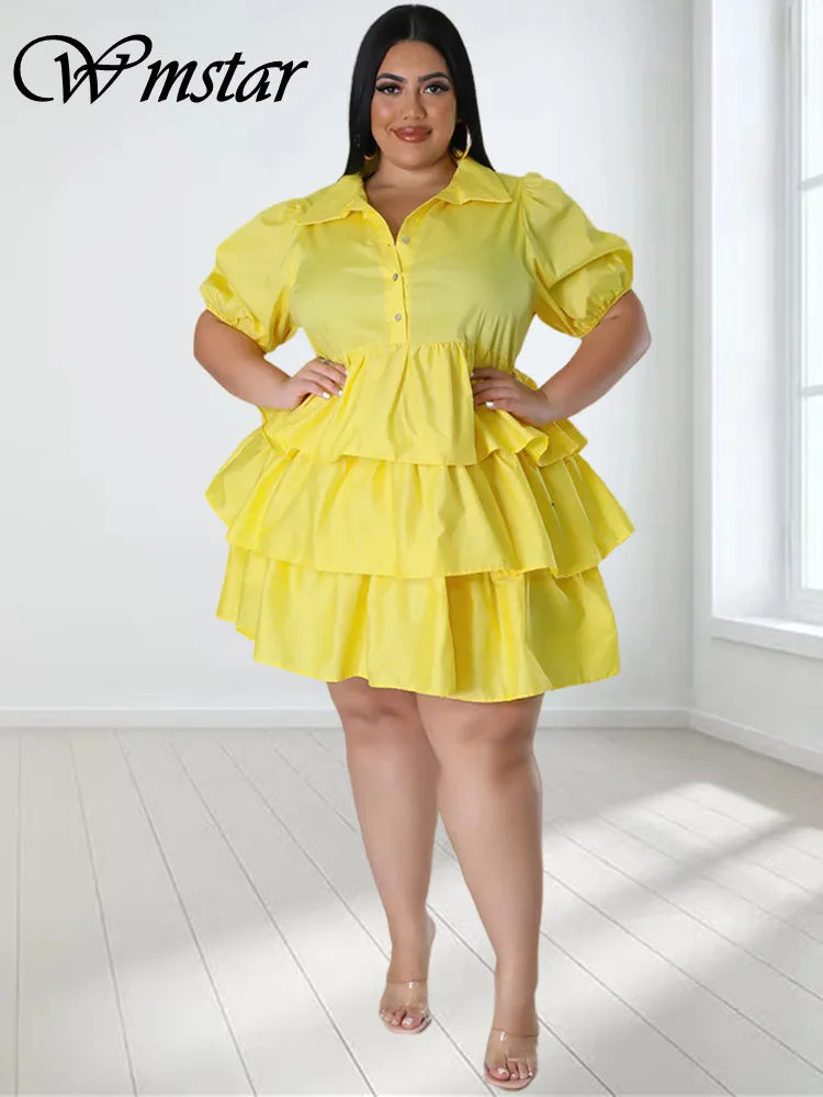 Wmstar Plus Solid Midi Shirt Dress