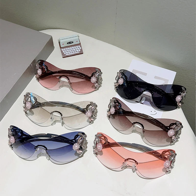 KAMMPT Rimless Sunglasses with Rhinestones