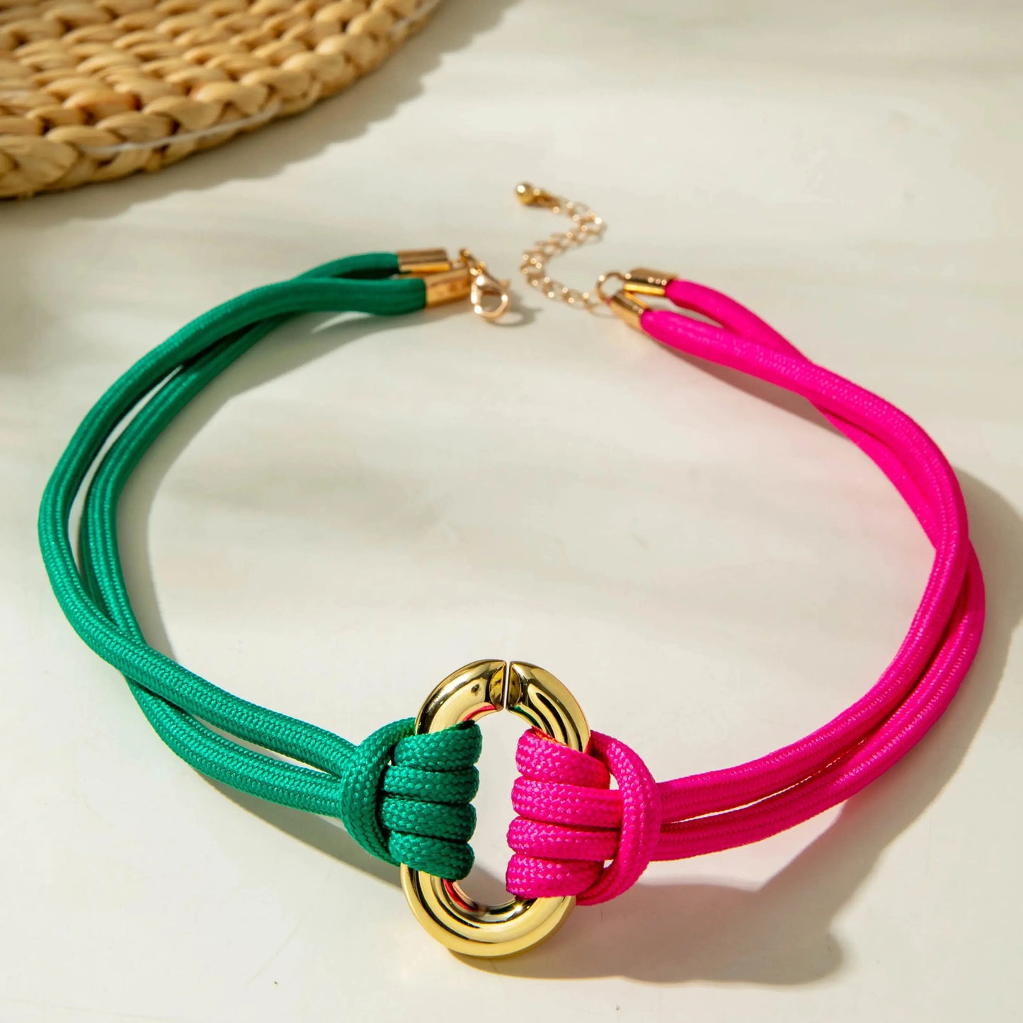 Pure Hand-Woven Mixed Color Knotted Necklace