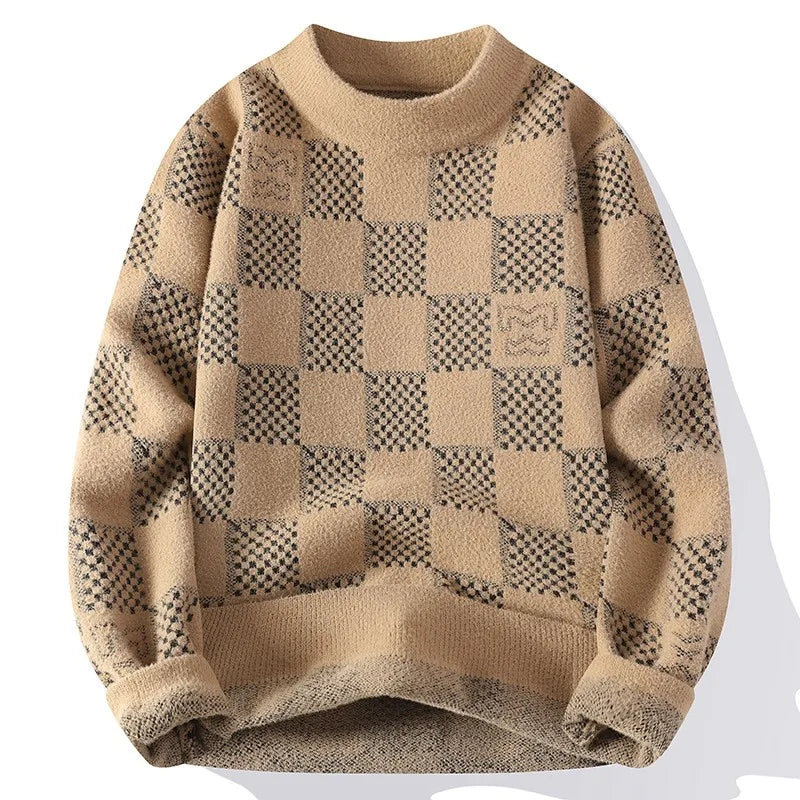 Checkered Knitted Sweater