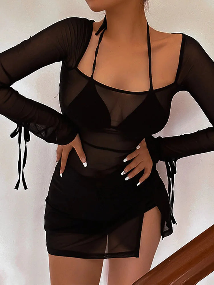 Square Collar Solid Mini Dress