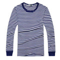Blue and White Striped Long-Sleeve Crewneck Shirt