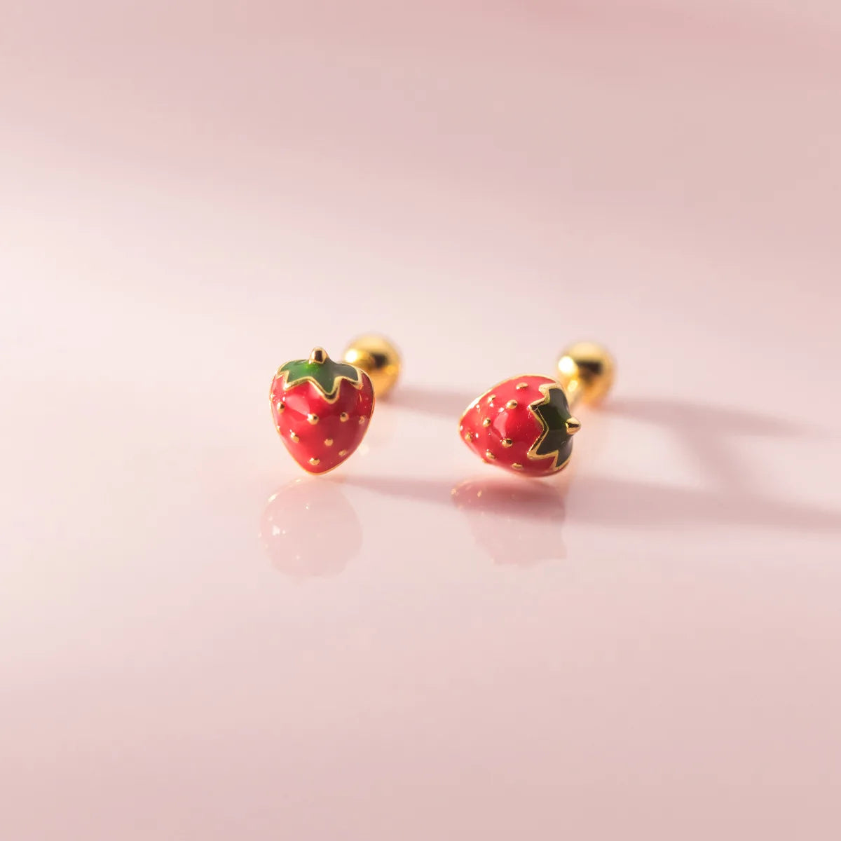 925 Sterling Silver Red Strawberry Earrings