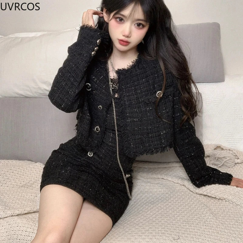 Tassels Short Jackets Casual Strap Party Mini Dress Set