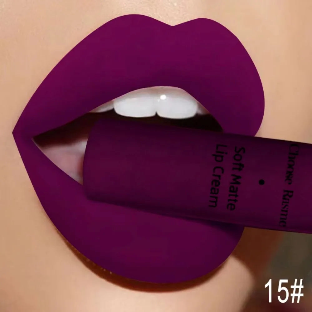 QIBEST Sexy Velvet Matte Lip Gloss Liquid Lipstick Lipgloss Beauty Red Nude Waterproof Long-lasting Lip Stain Makeup For Women