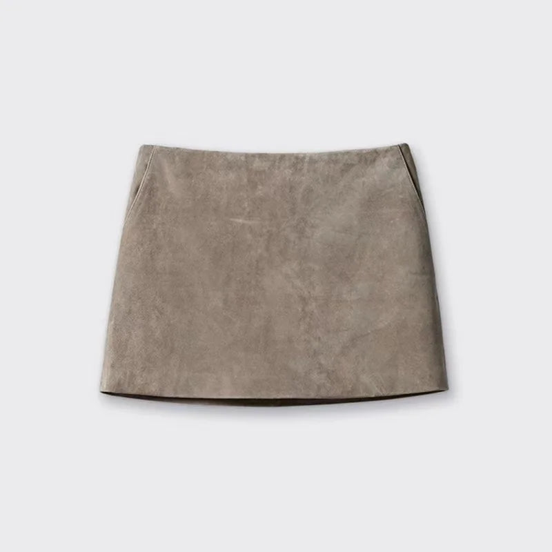 Suede Leather Mini Skirt