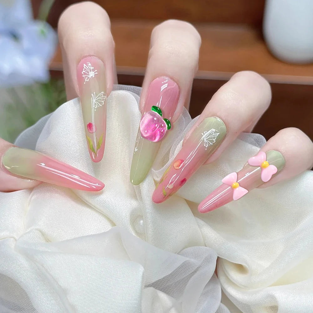 1Box 3D Resin Candy Color Bow Nail Art Charms Cartoon Rabbit /Lollipop/Fruit Nail Art Decorations Kawaii Bowtie Nail Suppies U7#