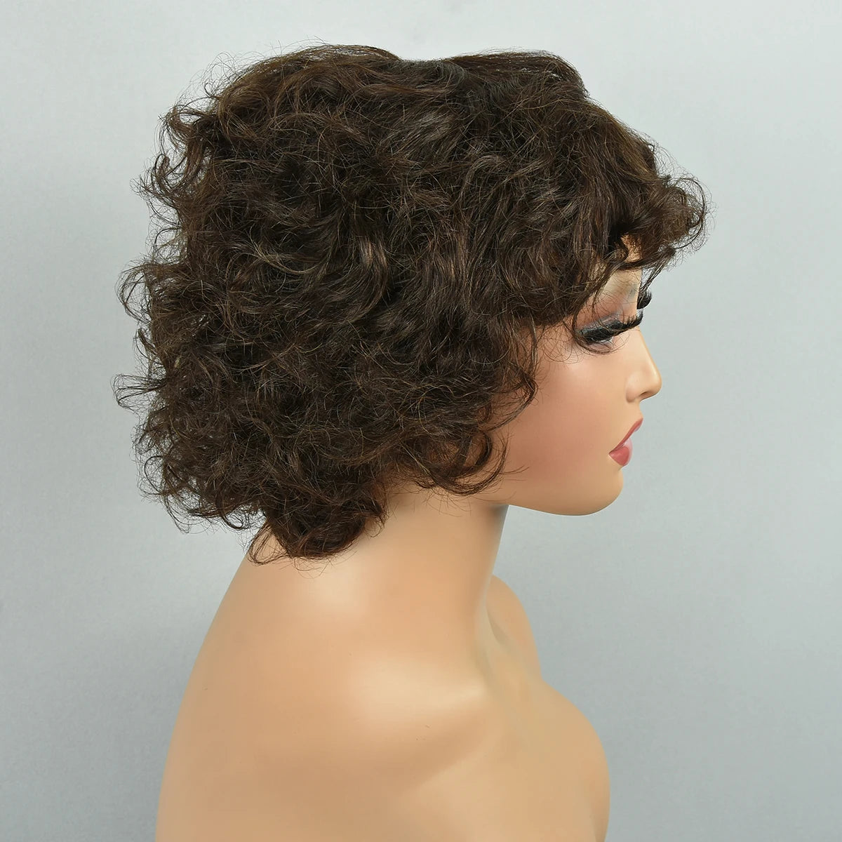 Brown Short Curly Pixie Cut Wig