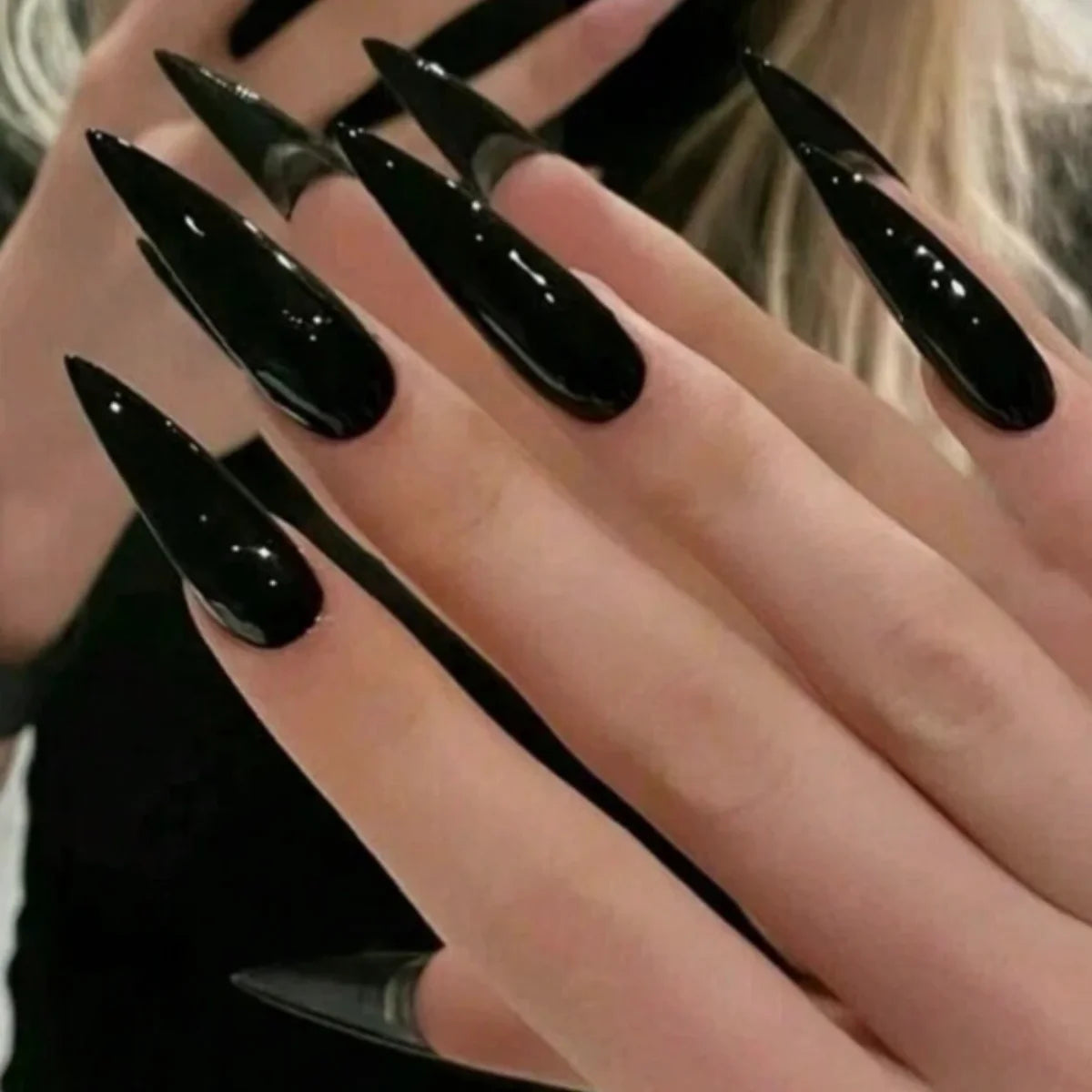 24pcs Extra Long Stiletto French Style Fake Nails