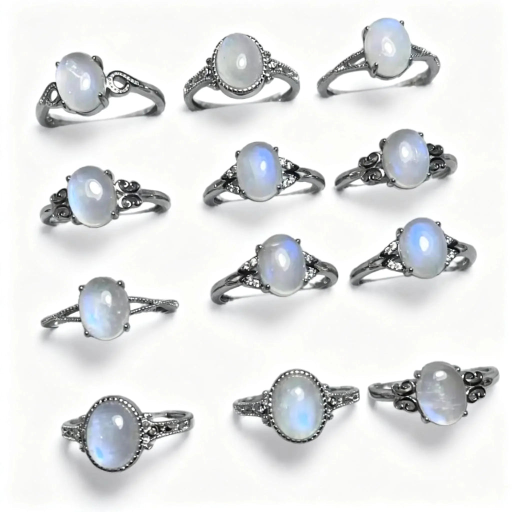 Natural Moonstone White Copper Adjustable Ring
