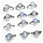 Natural Moonstone White Copper Adjustable Ring
