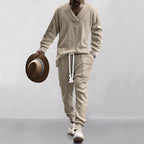 Casual Trousers V-Neck Versatile Jacquard Knitted Sweater Set