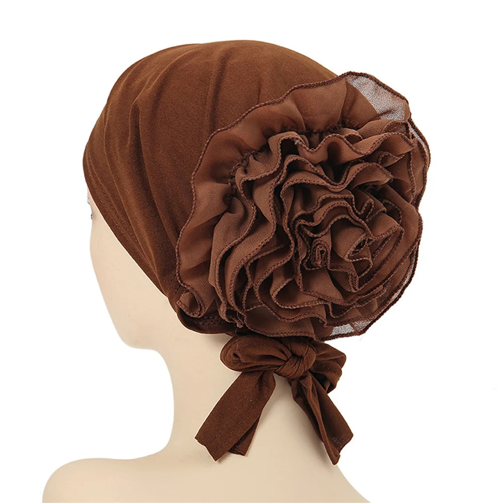 New Muslim Hijab Women Pre-Tied Inner Hijab Caps Soft Cotton Back Flower Muslim women hijab kebaya Islam Underscarf Hijabs femme