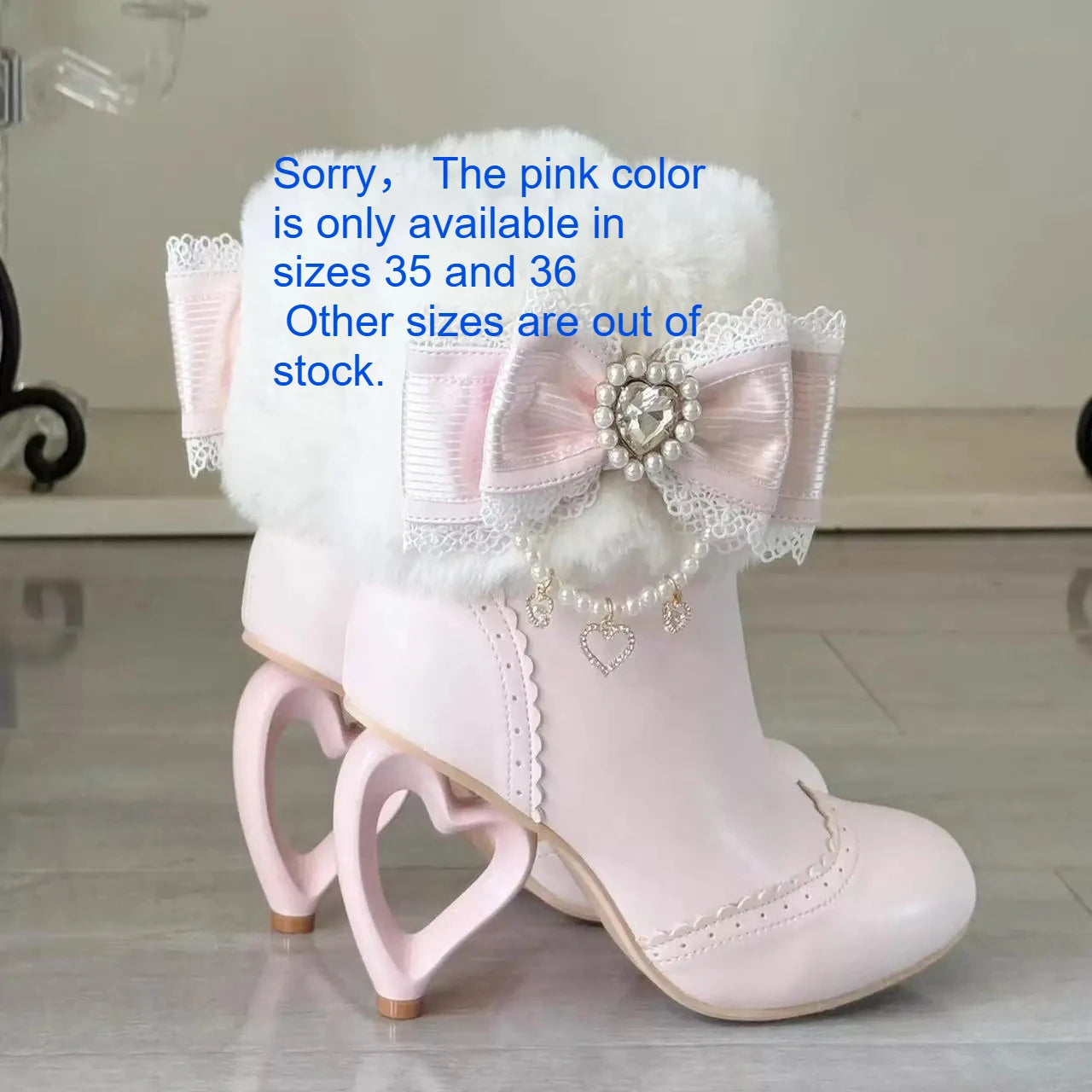Bow Heart-shaped with Pearl Jewelry Boots