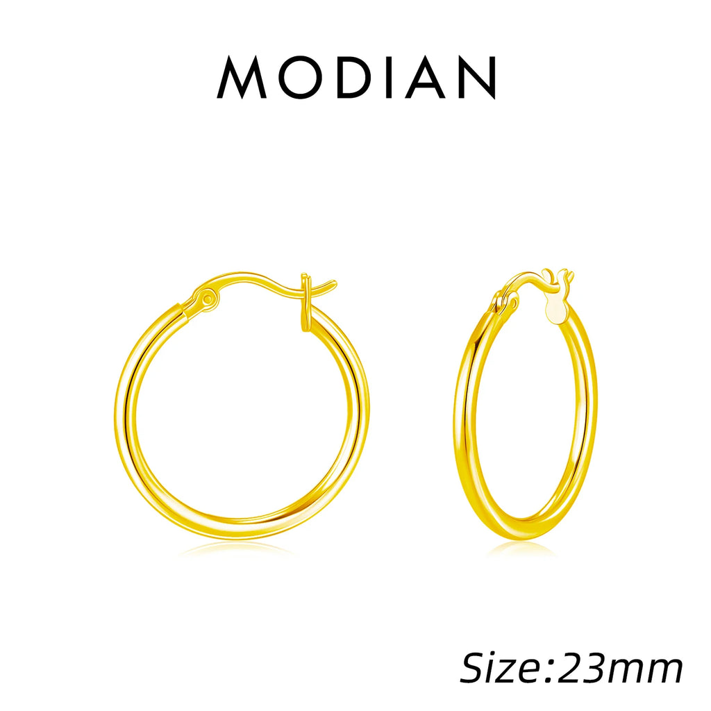 925 Sterling Silver Bold Classic Simple French Hoop Earrings
