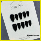 Short Black Simple Handmade Press on Nails