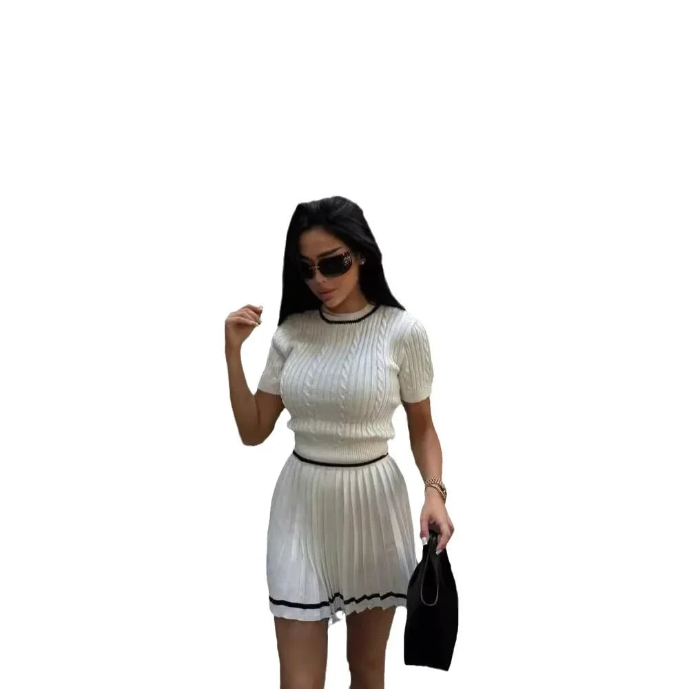 Knitted Mini Skirt Set