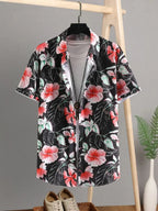 Short Sleeved Shirt With Lapel Button Up