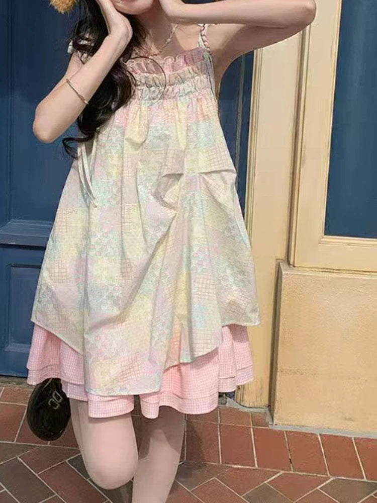 Loose Print Sling Dress
