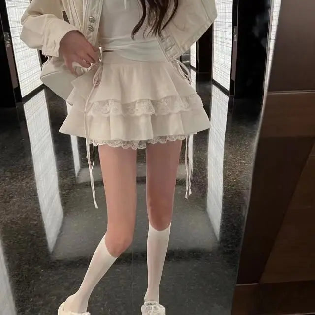 A-Line Skirt with Lace Trim