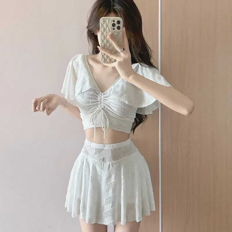 Gathered Swimwear INS Separate Skirt Bikini Set