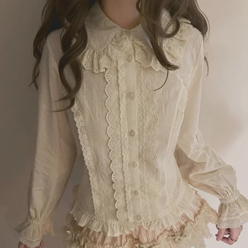 Ruffled Collar Button-Up