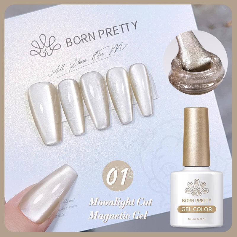 BORN PRETTY 10ml Water Light Cat Magnetic Gel Nail Polish Shining Super Sliver-light Holographics Soak Off UV Gel Varnish