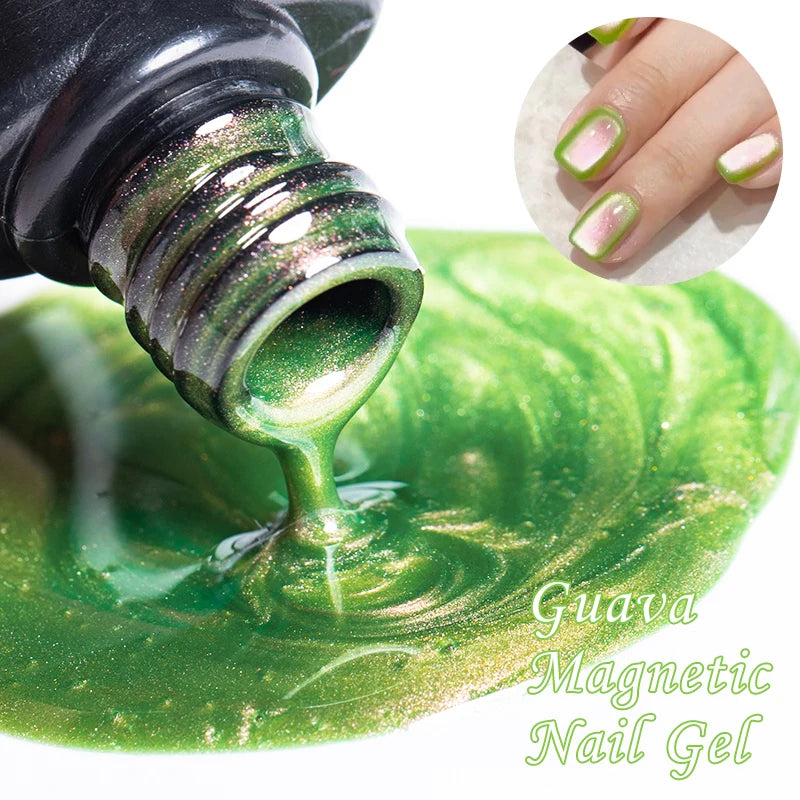 MTSSII 7ml Guava Cat Magnetic Nail Gel Polish Soft Emerald Green Nail Art Varnishes Long Lasting UV/LED Manicure for Nails DIY