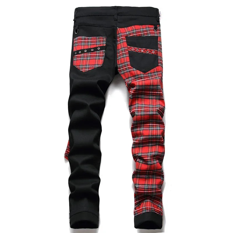 Dual-Tone Tartan Streetwear Pants