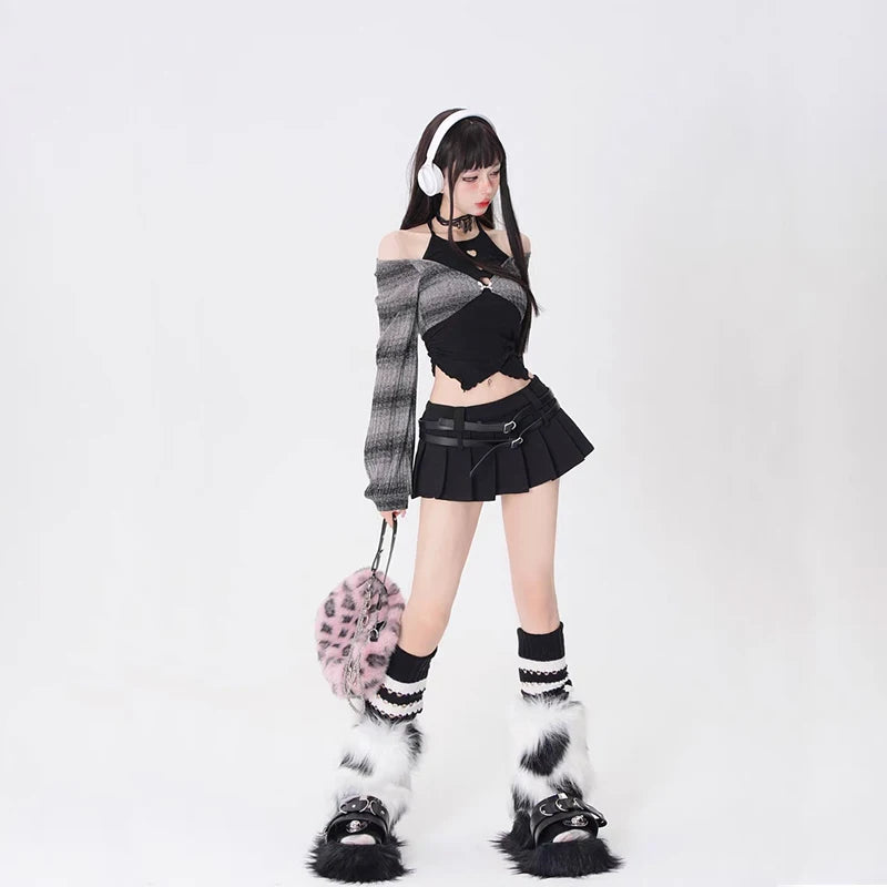 Crop Top + Short Skirt Set