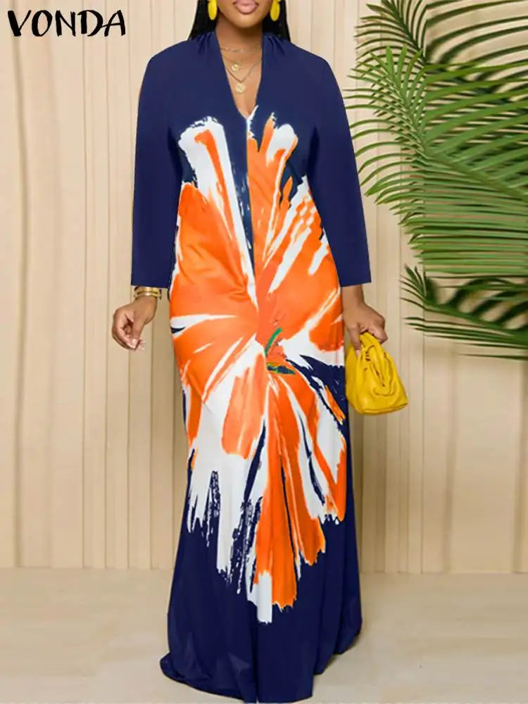 Long Sleeve Printed Maxi Dress