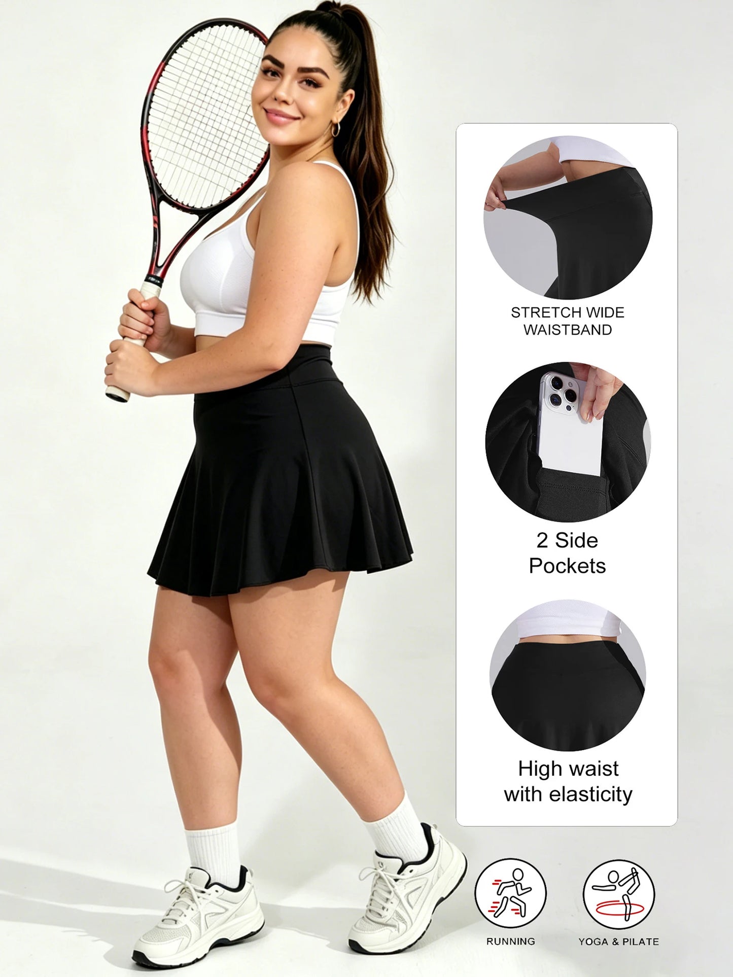 Pleated Athletic Skirts with Pockets
