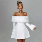 Avrilyaan Off Shoulder Backless A-line Dress