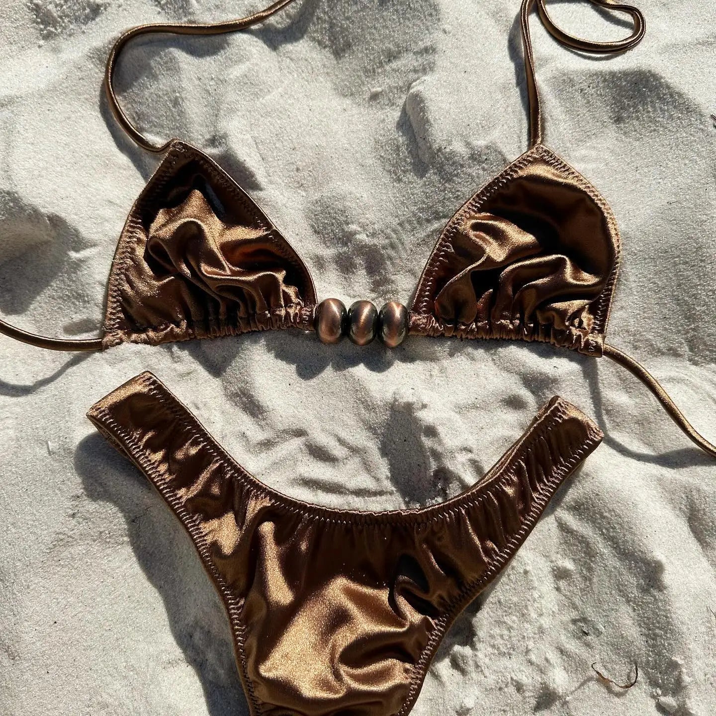 Shiny Button two piece swimsuit