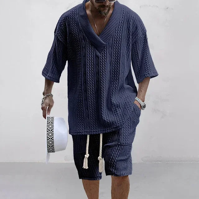 V-Neck Short Sleeve Tee and Shorts Set