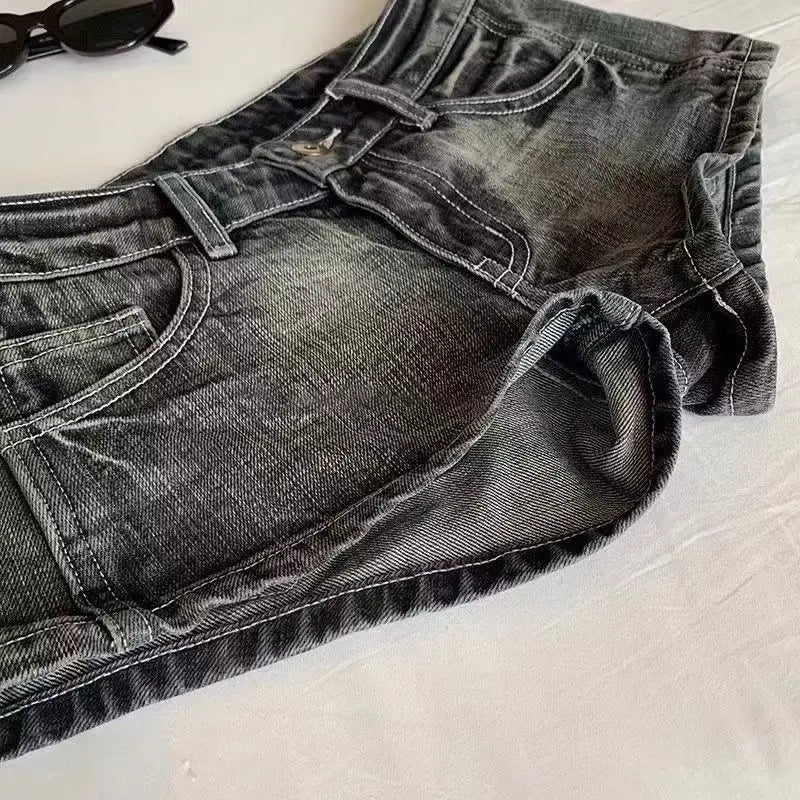 Washed Denim Shorts