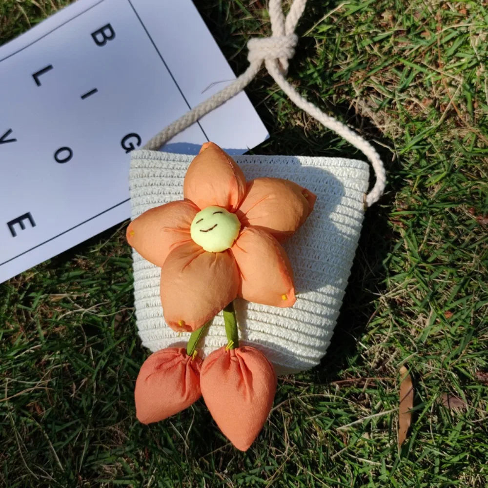 Children Flower Straw Bags