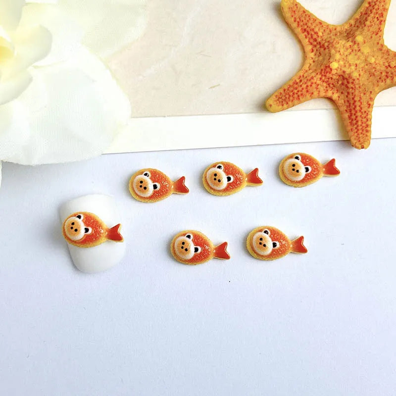 30PCS Simulated Salad Bread Donut Nail Charms Creative Cute Bear Cowhorn Sandwich Desserts Resin Nail Art Decorations DIY Nails