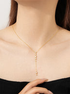 925 Sterling Silver Gold Round Long Pendant Chain Necklace