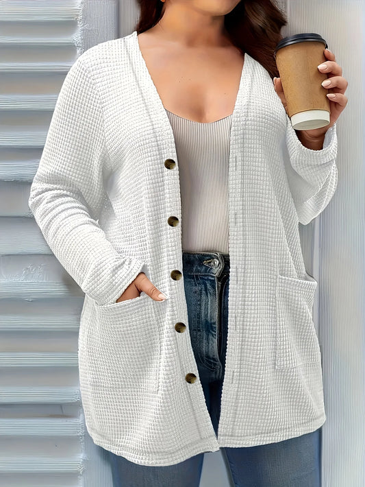 Solid Color V-Neck Cardigan